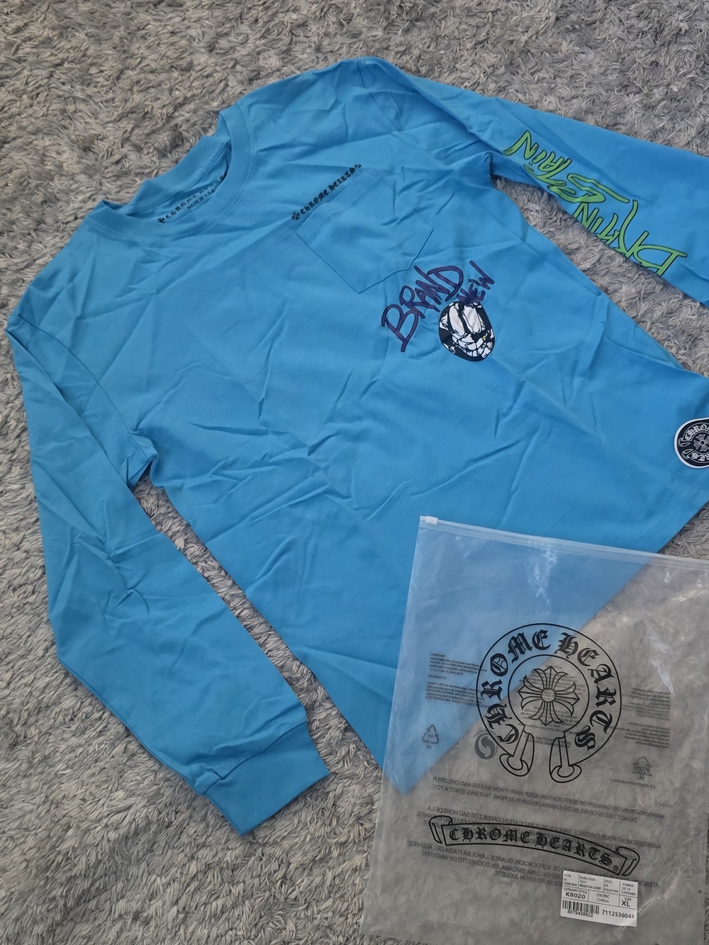 Chrome Hearts Men's Long-Sleeve Shirt in Teal Blue